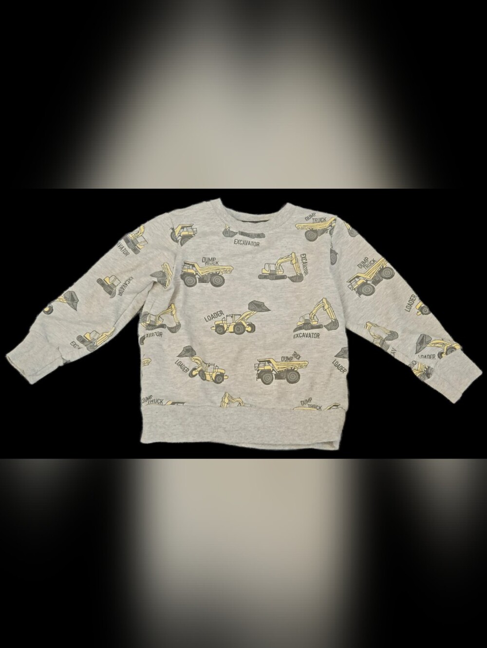 Kids Construction Print Sweatshirt - Gray & Yellow